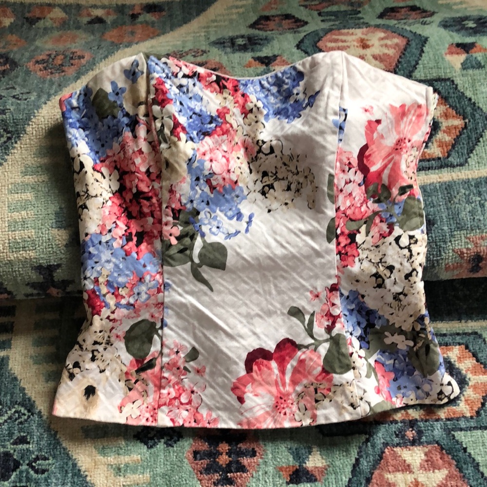 White House Black Market Cream Bustier Blouse